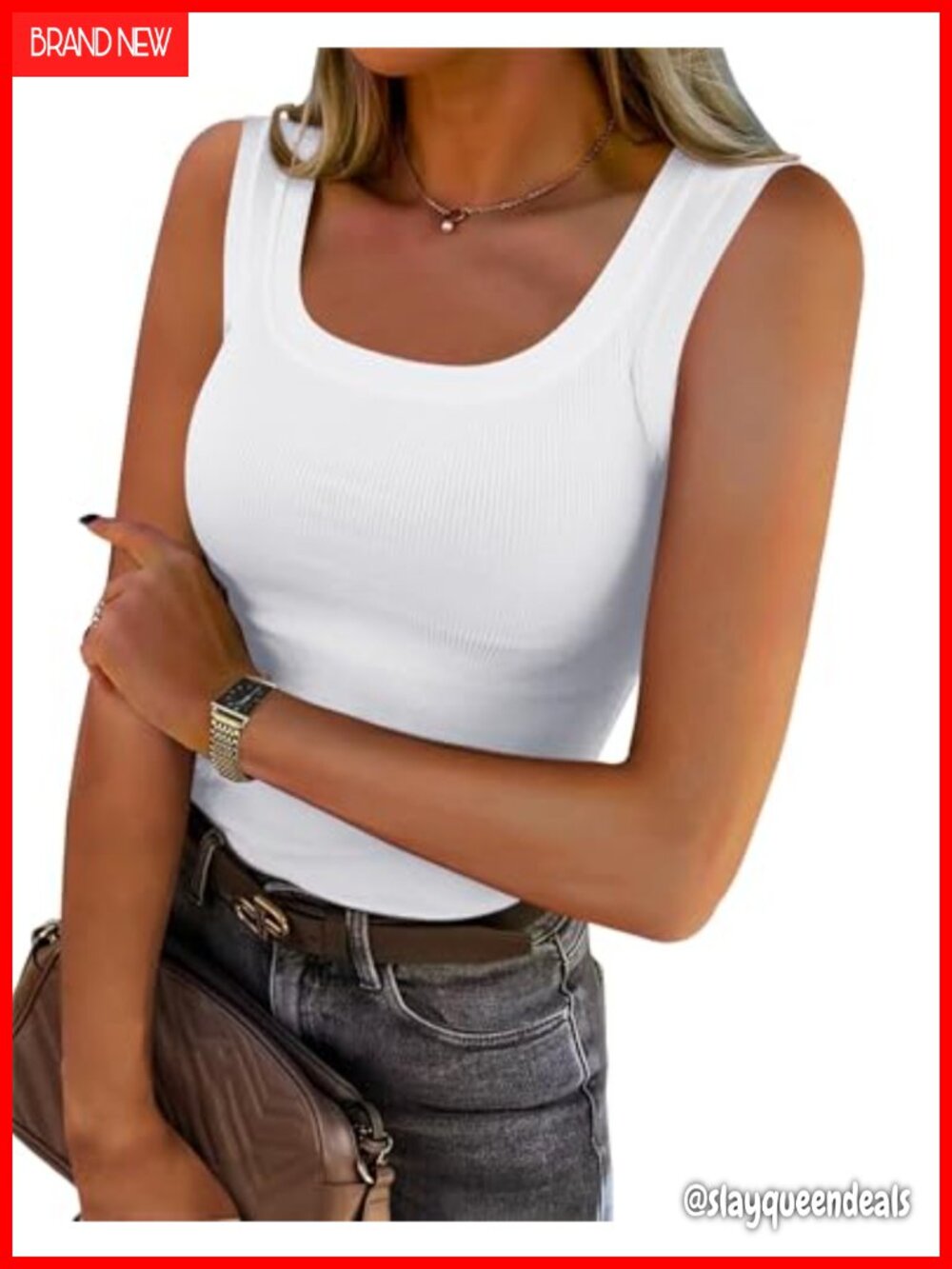Ribbed Scoop Neck Sleeveless Fitted Tank Top Women's
